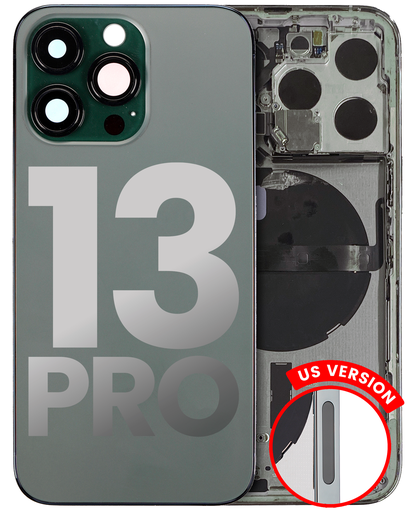 Back Housing W/ Small Components Pre-Installed Compatible For iPhone 13 Pro (US Version) (Used OEM Pull: Grade C) (Alpine Green)