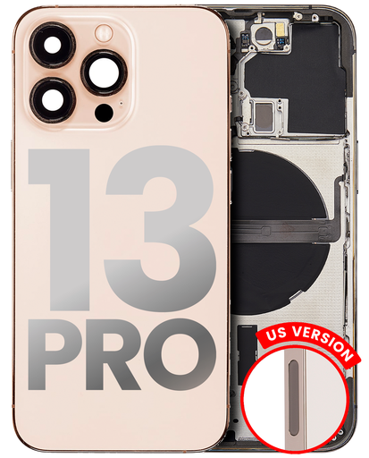 Back Housing W/ Small Components Pre-Installed Compatible For iPhone 13 Pro (US Version) (Used OEM Pull: Grade C) (Gold)