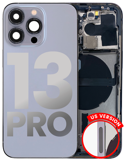 Back Housing W/ Small Components Pre-Installed Compatible For iPhone 13 Pro (US Version) (Used OEM Pull: Grade A) (Sierra Blue)