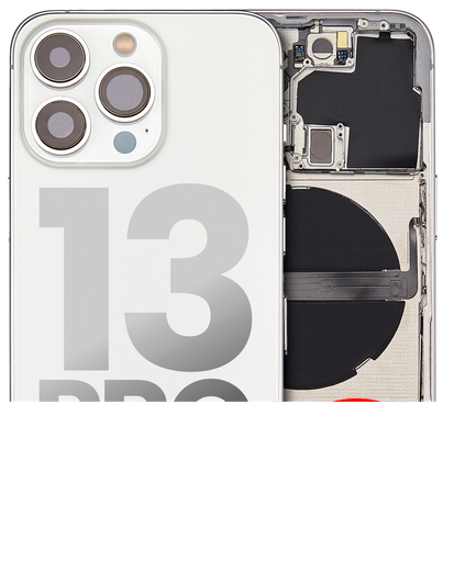 Back Housing W/ Small Components Pre-Installed Compatible For iPhone 13 Pro (US Version) (No Logo) (Aftermarket Plus) (Silver)