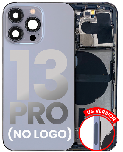 Back Housing W/ Small Components Pre-Installed Compatible For iPhone 13 Pro (US Version) (No Logo) (Aftermarket Plus) (Sierra Blue)