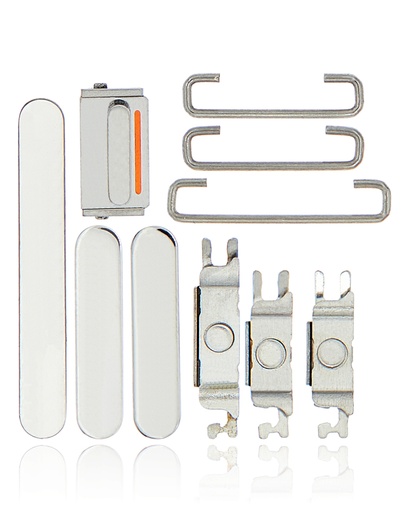 Hard Buttons (Power / Volume / Switch) Compatible For iPhone 13 Pro / 13 Pro Max (Silver)