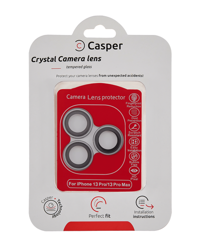 Casper Camera Lens Protector Compatible For iPhone 13 Pro / 13 Pro Max (Gray) (Clear)