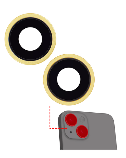 Back Camera Lens With Bracket &amp; Bezel Compatible For iPhone 14 / 14 Plus (2 Piece Set) (Aftermarket Plus) (Yellow)