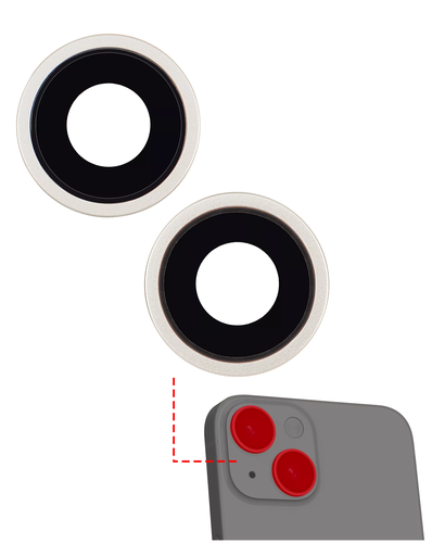 Back Camera Lens With Bracket &amp; Bezel Compatible For iPhone 14 / 14 Plus (2 Piece Set) (Aftermarket Plus) (Starlight)