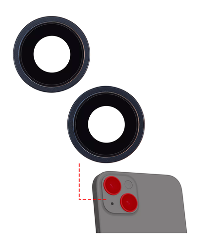 Back Camera Lens With Bracket &amp; Bezel Compatible For iPhone 14 / 14 Plus (2 Piece Set) (Aftermarket Plus) (Midnight)