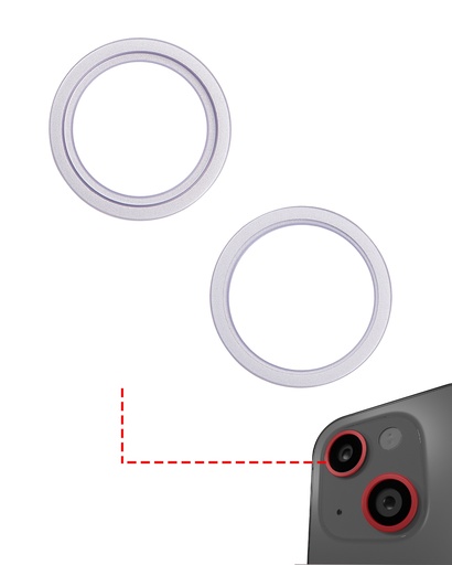 Back Camera Bezel Ring Only Compatible For iPhone 14 / 14 Plus (Purple) (2 Piece Set)