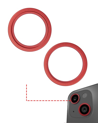 Back Camera Bezel Ring Only Compatible For iPhone 14 / 14 Plus (Red) (2 Piece Set)