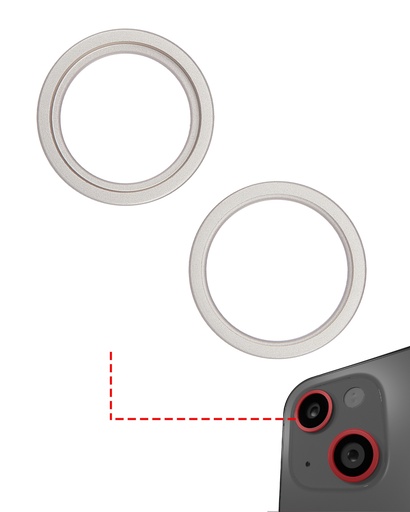 Back Camera Bezel Ring Only Compatible For iPhone 14 / 14 Plus (Starlight) (2 Piece Set)