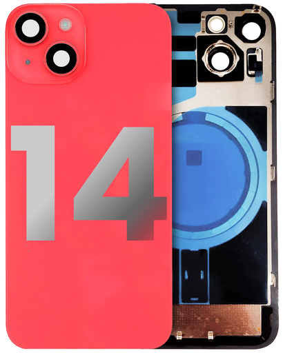 Back Glass With Steel Plate With MagSafe Magnet Pre-Installed Compatible For iPhone 14 (Used OEM Pull: Grade B) (Red)