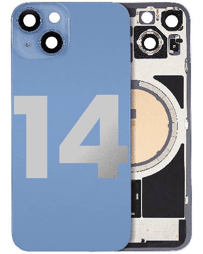 Back Glass With Steel Plate With MagSafe Magnet Pre-Installed Compatible For iPhone 14 (Used OEM Pull: Grade A) (Blue)