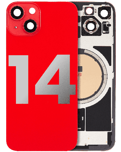 Back Glass With Steel Plate With MagSafe Magnet Pre-Installed Compatible For iPhone 14 (Used OEM Pull: Grade A) (Red)