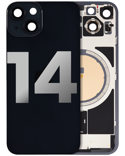 Back Glass With Steel Plate With MagSafe Magnet Pre-Installed Compatible For iPhone 14 (Used OEM Pull: Grade A) (Midnight)