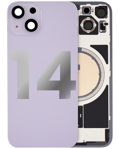 Back Glass With Steel Plate With MagSafe Magnet Pre-Installed Compatible For iPhone 14 (Used OEM Pull: Grade A) (Purple)