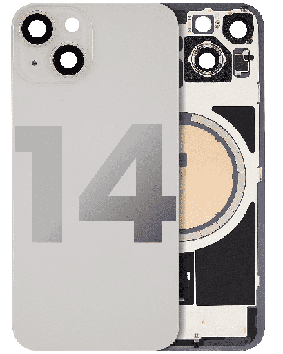 Back Glass With Steel Plate With MagSafe Magnet Pre-Installed Compatible For iPhone 14 (Used OEM Pull: Grade A) (Starlight)