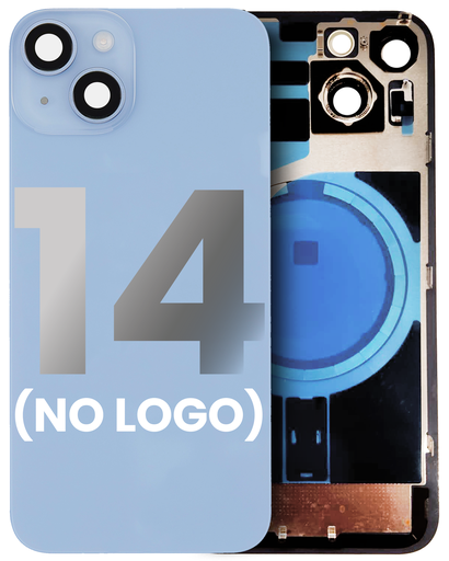 Back Glass With Steel Plate With MagSafe Magnet Pre-Installed Compatible For iPhone 14 (Blue) (No Logo)