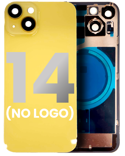 Back Glass With Steel Plate With MagSafe Magnet Pre-Installed Compatible For iPhone 14 (Yellow) (No Logo)