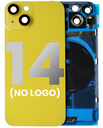 Back Glass With Steel Plate With Wireless NFC &amp; MagSafe Magnet Pre-Installed Compatible For iPhone 14 (No Logo) (Yellow)
