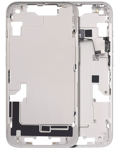 Mid-Frame Housing With Power And Volume Button Compatible For iPhone 14 (Used OEM Pull: Grade C) (Starlight)
