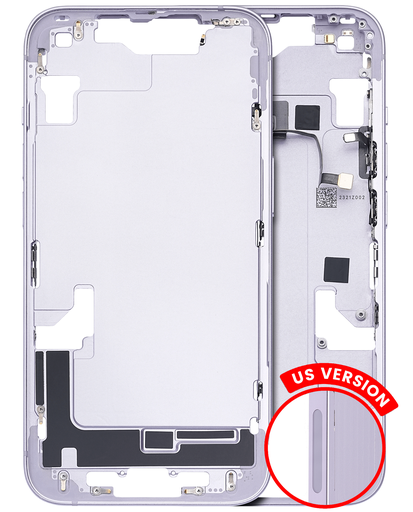 Mid-Frame Housing With Power And Volume Button Compatible For iPhone 14 (US Version) (Used OEM Pull: Grade C) (Purple)
