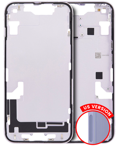 Mid-Frame Housing With Power And Volume Button Compatible For iPhone 14 (US Version) (Used OEM Pull: Grade A) (Purple)
