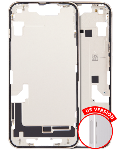 Mid-Frame Housing With Power And Volume Button Compatible For iPhone 14 (US Version) (Used OEM Pull: Grade A) (Starlight)