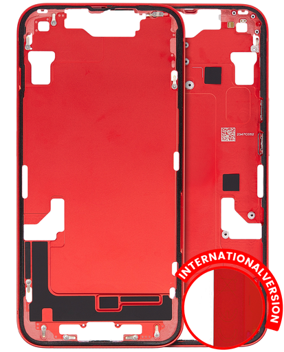 Mid-Frame Housing With Power And Volume Button Compatible For iPhone 14 (International Version) (Used OEM Pull: Grade A) (Red)