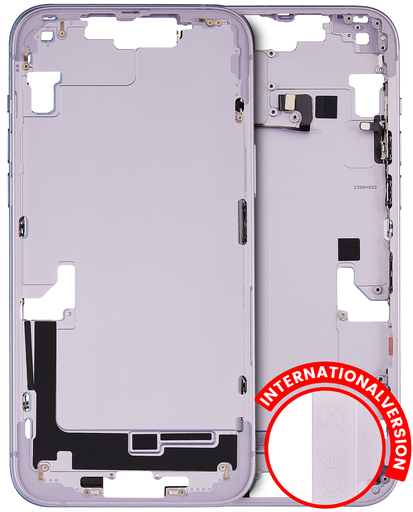 Mid-Frame Housing With Power And Volume Button Compatible For iPhone 14 Plus (International Version) (Used OEM Pull: Grade A) (Purple)