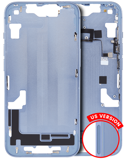 Mid-Frame Housing With Power And Volume Button Compatible For iPhone 14 (US Version) (Aftermarket Plus) (Blue)