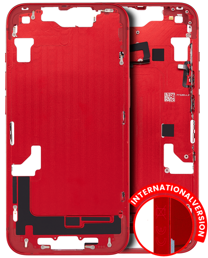 Mid-Frame Housing With Power And Volume Button Compatible For iPhone 14 (International Version) (Aftermarket Plus) (Red)
