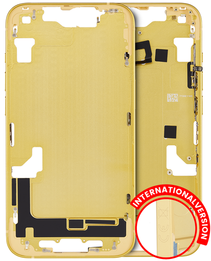 Mid-Frame Housing With Power And Volume Button Compatible For iPhone 14 (International Version) (Aftermarket Plus) (Yellow)