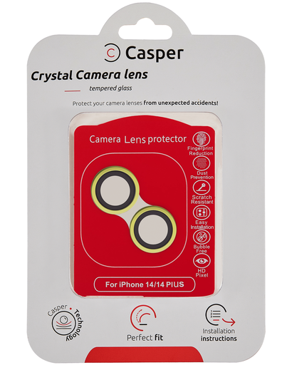 Casper Camera Lens Protector Compatible For iPhone 14 / 14 Plus (Yellow) (Clear)