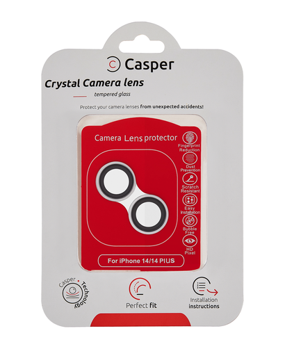 Casper Camera Lens Protector Compatible For iPhone 14 / 14 Plus (Silver) (Clear)