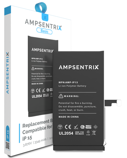Replacement Battery Compatible For iPhone 15 (AmpSentrix) (Basic)
