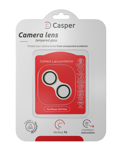 Casper Camera Lens Protector Compatible For iPhone 15 / 15 Plus (Green) (Clear)