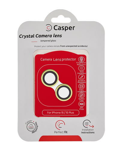 Casper Camera Lens Protector Compatible For iPhone 15 / 15 Plus (yellow) (Clear)