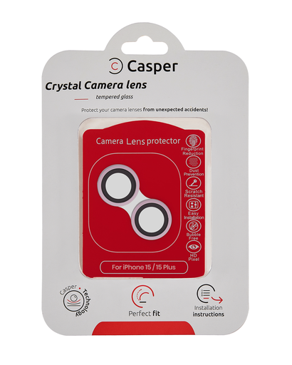 Casper Camera Lens Protector Compatible For iPhone 15 / 15 Plus (Pink) (Clear)