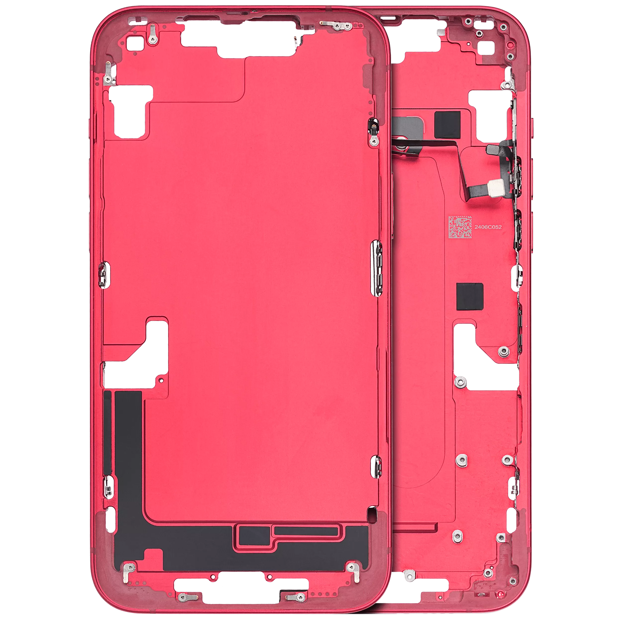 Mid-Frame Housing With Power And Volume Button Compatible For iPhone 14 Plus (Used OEM Pull: Grade C) (Red)