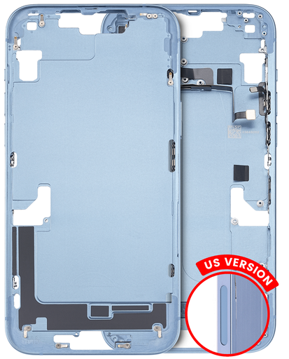 Mid-Frame Housing With Power And Volume Button Compatible For iPhone 14 Plus (US Version) (Used OEM Pull: Grade B) (Blue)