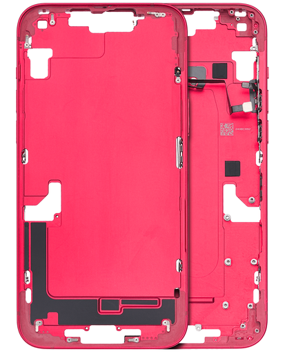 Mid-Frame Housing With Power And Volume Button Compatible For iPhone 14 Plus (Used OEM Pull: Grade B) (U.S. Version) (Red)