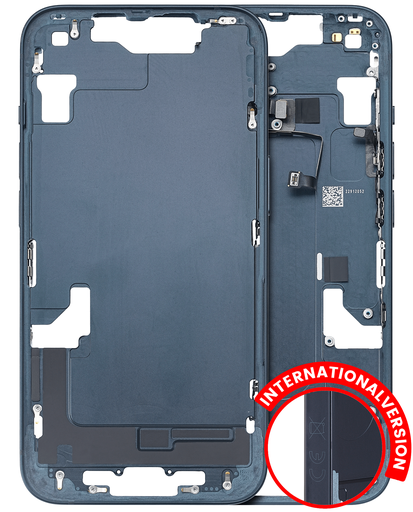 Mid-Frame Housing With Power And Volume Button Compatible For iPhone 14 Plus (International Version) (Used OEM Pull: Grade A) (Midnight)