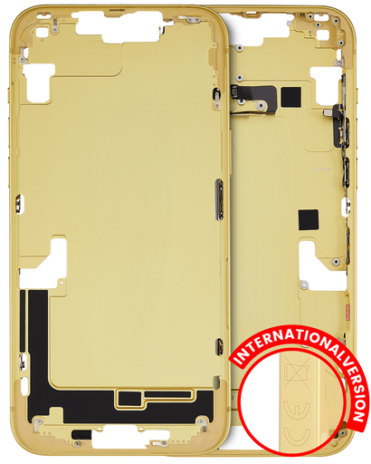 Mid-Frame Housing With Power And Volume Button Compatible For iPhone 14 Plus (International Version) (Used OEM Pull: Grade A) (Yellow)