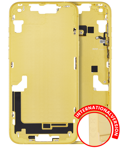 Mid-Frame Housing With Power And Volume Button Compatible For iPhone 14 Plus (International Version) (Aftermarket Plus) (Yellow)