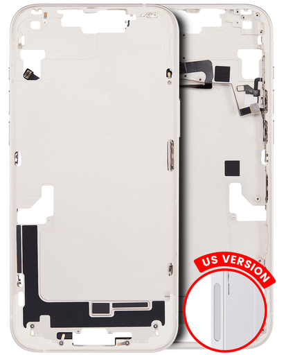 Mid-Frame Housing With Power And Volume Button Compatible For iPhone 14 Plus (US Version) (Aftermarket Plus) (Starlight)