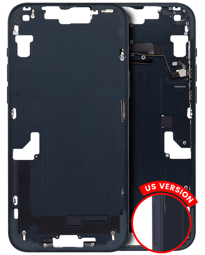 Mid-Frame Housing With Power And Volume Button Compatible For iPhone 14 Plus (US Version) (Aftermarket Plus) (Midnight)