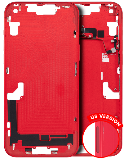 Mid-Frame Housing With Power And Volume Button Compatible For iPhone 14 Plus (US Version) (Aftermarket Plus) (Red)