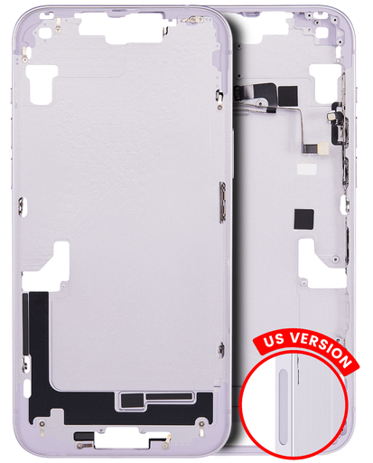 Mid-Frame Housing With Power And Volume Button Compatible For iPhone 14 Plus (US Version) (Aftermarket Plus) (Purple)