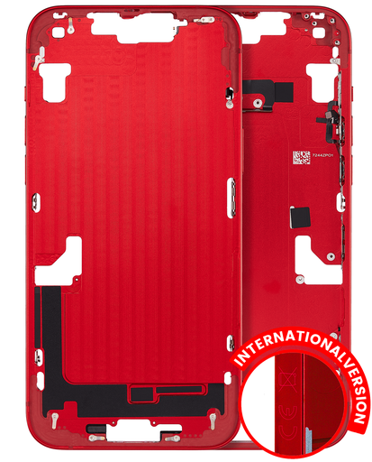 Mid-Frame Housing With Power And Volume Button Compatible For iPhone 14 Plus (International Version) (Aftermarket Plus) (Red)