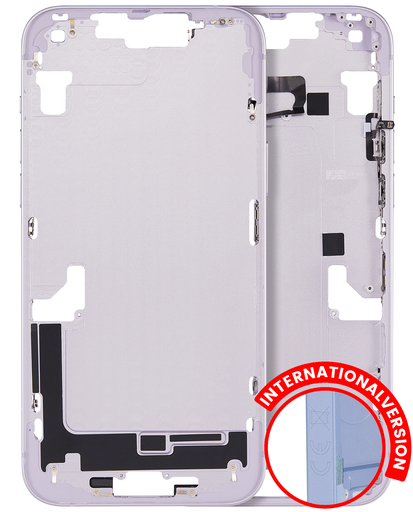 Mid-Frame Housing With Power And Volume Button Compatible For iPhone 14 Plus (International Version) (Aftermarket Plus) (Purple)