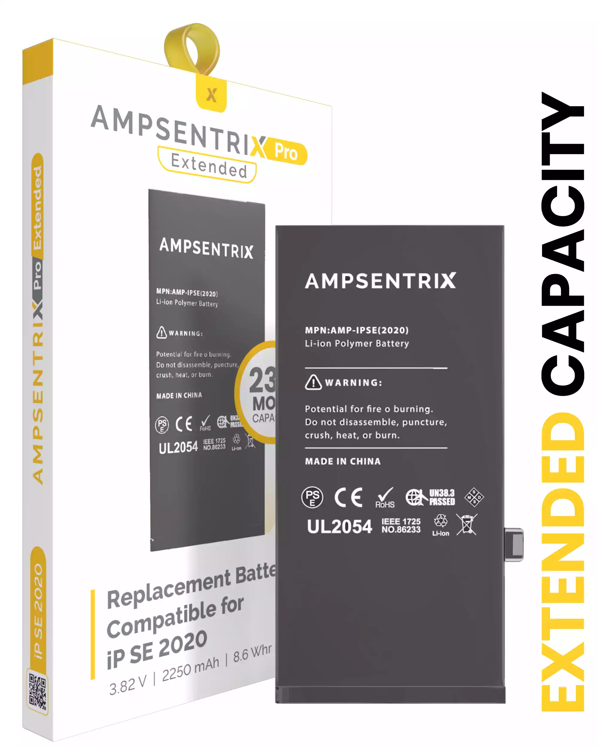 Replacement Battery Compatible For iPhone SE (2020) (AmpSentrix Pro Extended)